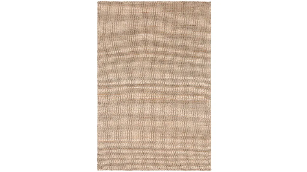 A weaved rug made from a mix of wool and jute