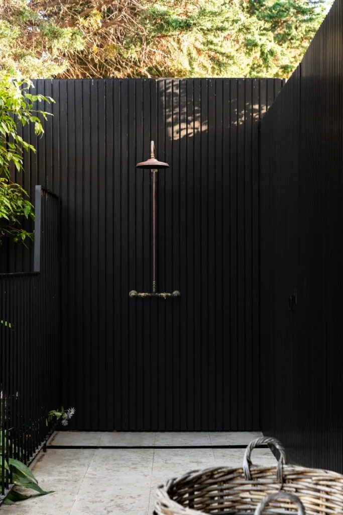 A copper outdoor shower.