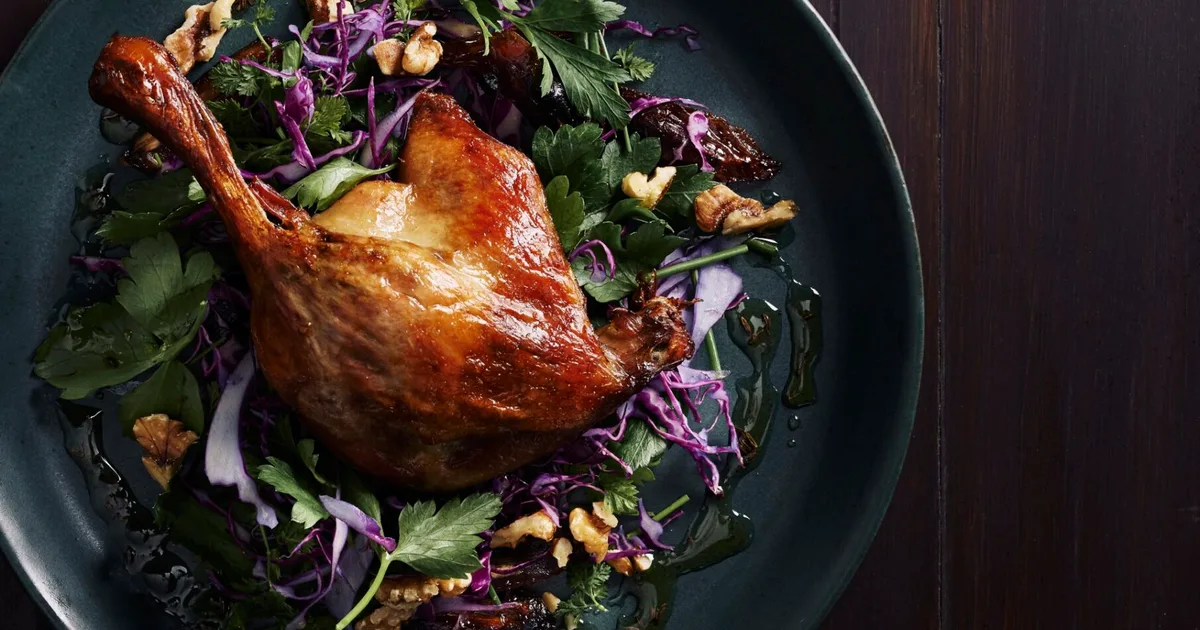 Duck Confit with Winter Slaw and Blistered Dates Recipe | Home Beautiful