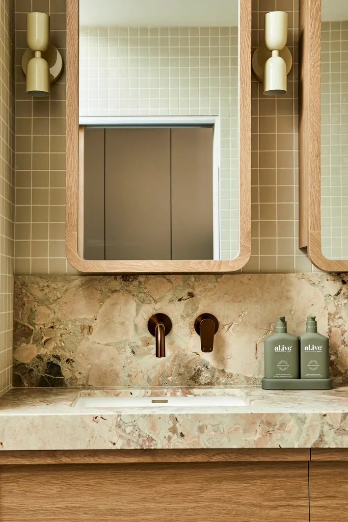 Darren Palmer's Bondi home bathroom vanity.