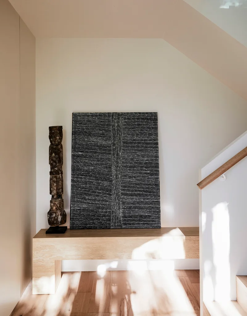 Darren Palmer's home nook with artworks.