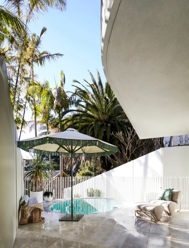 Darren Palmer's Bondi home Plungie pool and paved lounging area.
