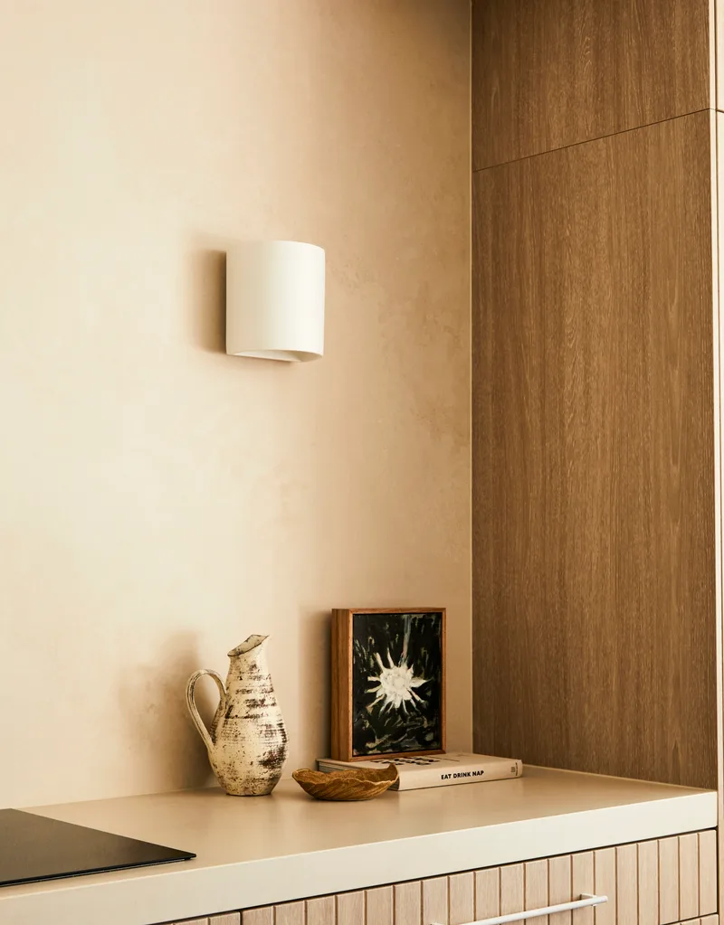Darren Palmer's Bondi home vignette in kitchen next to splashback.