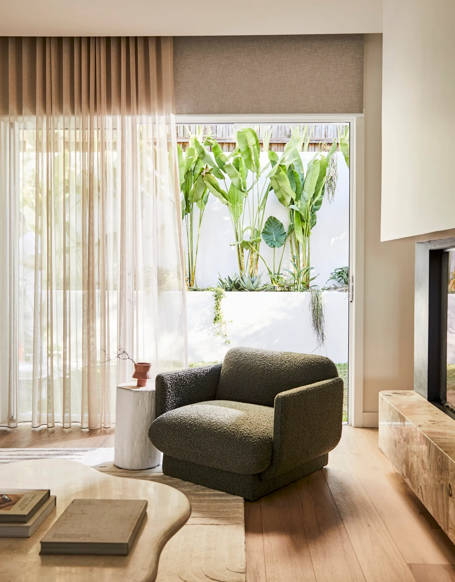 Darren Palmer's Bondi home winter living room.