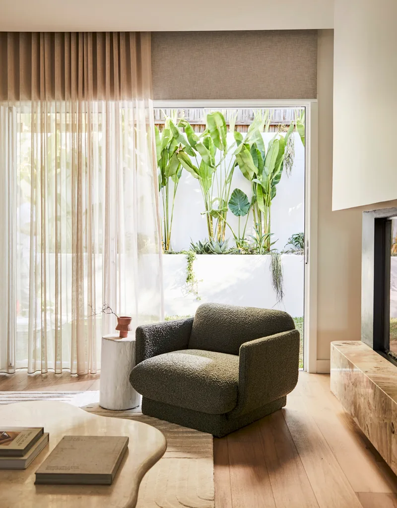 Darren Palmer's Bondi home winter living room.