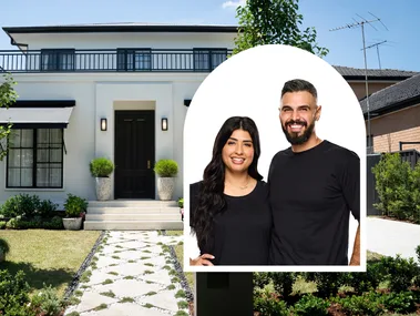 Dream Home's Jacinta and Jordan inset with their home exterior