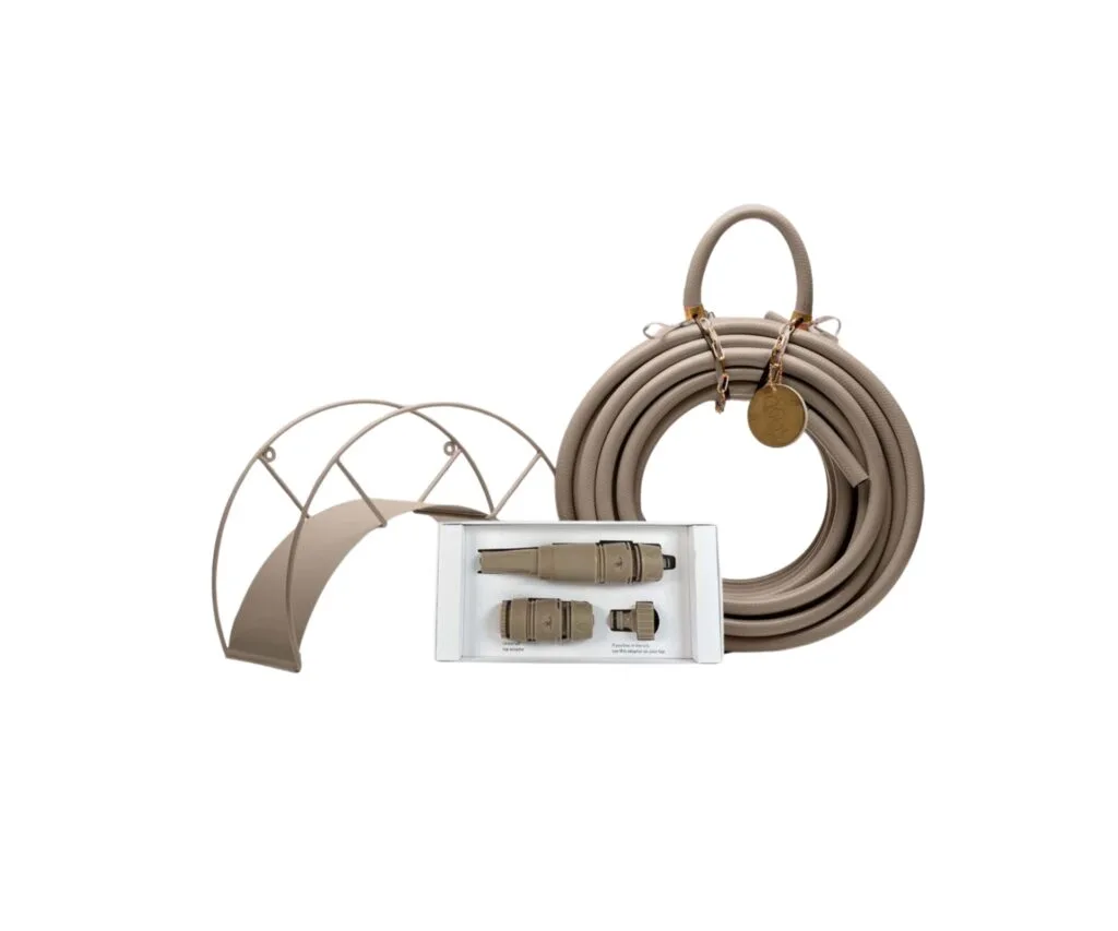 Sahara Desert Kit of designer garden hose and wall mounted holder