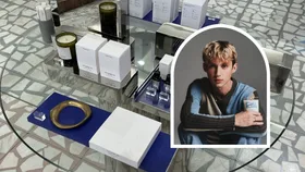 Troye Sivan nex to Tsu Lange Yor products in Mecca