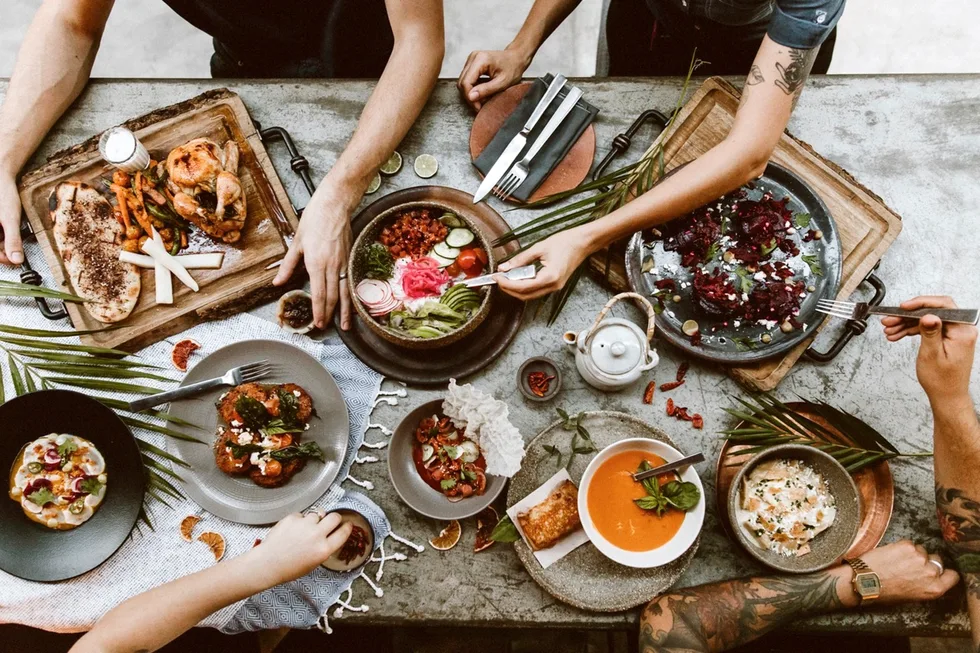 A tablescape of fresh food from Acre.