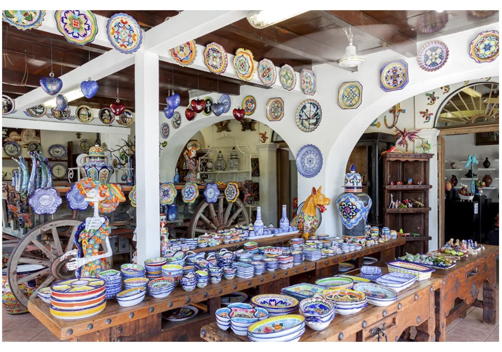 Colourful ceramics at La Sacristia Art & History.