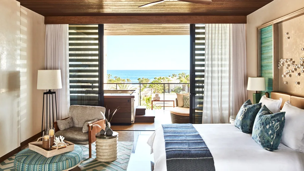 A room suite opening to the ocean at Chileno Bay Resort & Residences.
