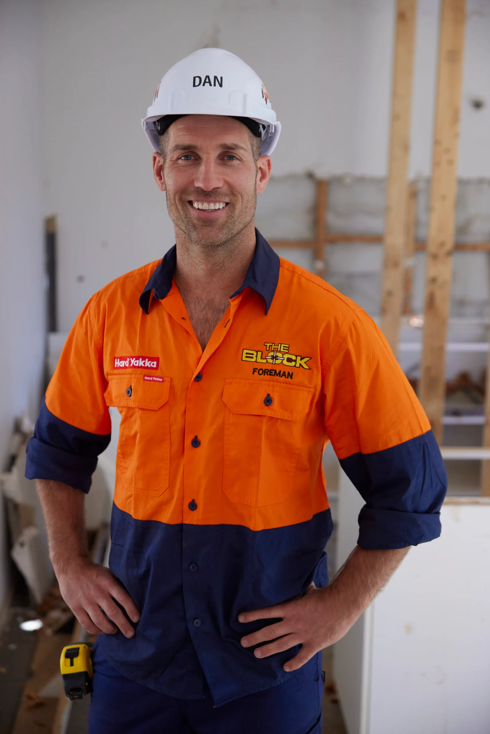 Dan Reilly The Block foreman smiling.