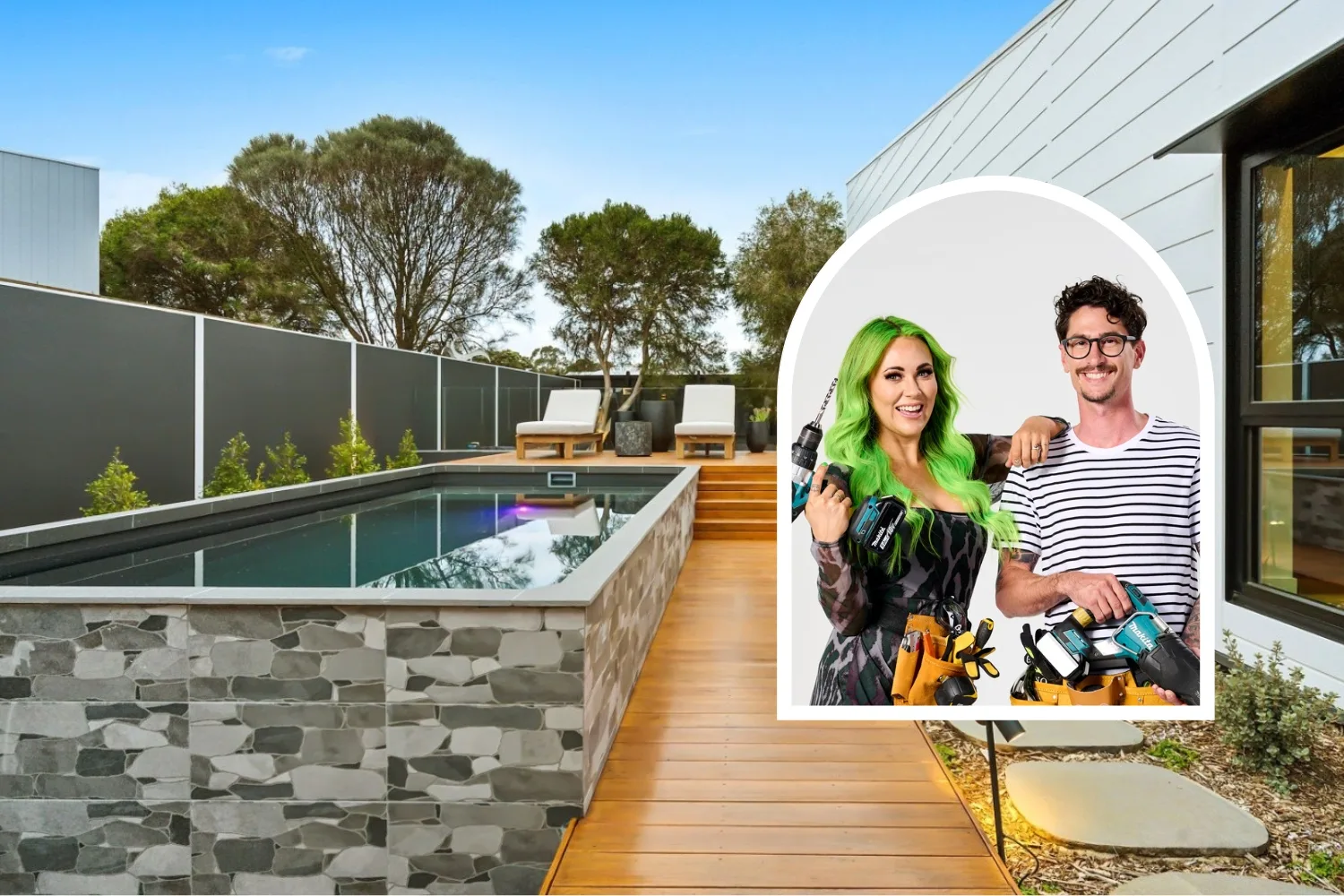 Kylie and Brad's The block 2024 house and pool