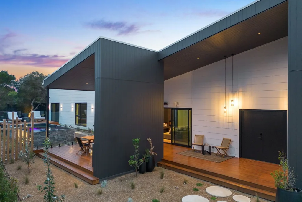 Kylie and Brad's The Block 2024 pool and facade