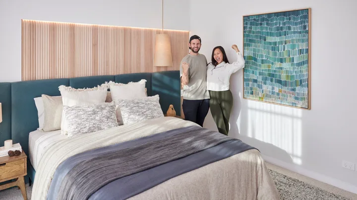 Mimi and Kristian in their The Block 2024 bedroom reveal