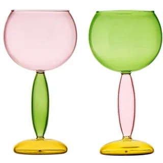 Handblown Coloured Burgundy / Bordeaux Wine Glasses