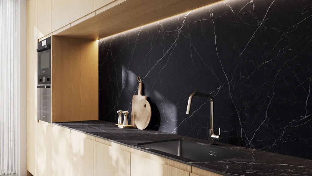 Black marbled kitchen