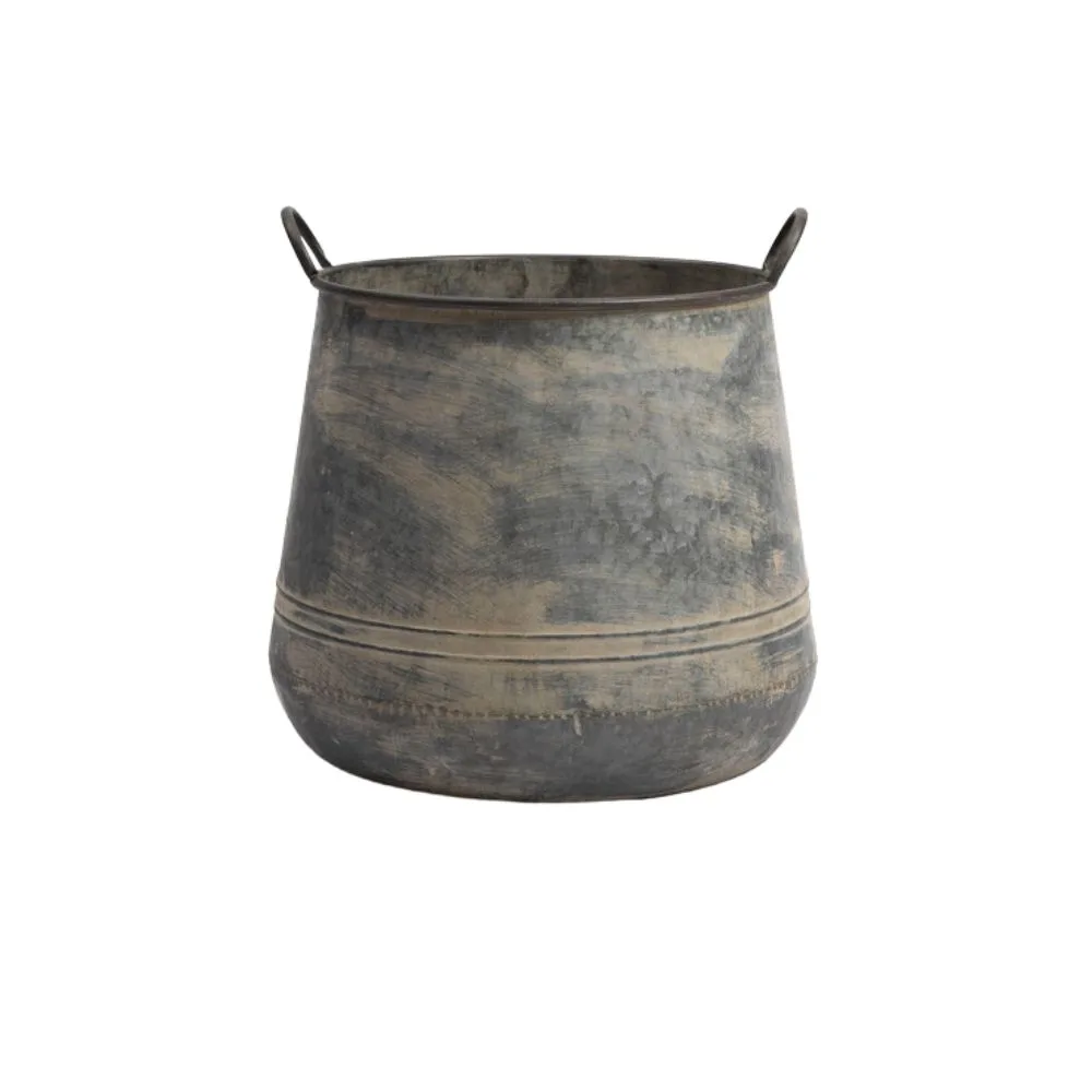 Metal decorative pot.