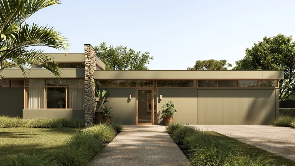 Shot of the front of a house with front garden