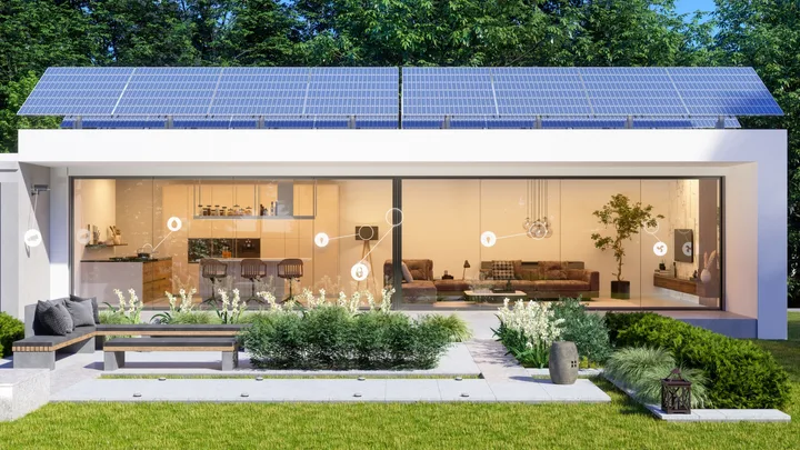 Shot of a modern home and its smart appliances highlighted
