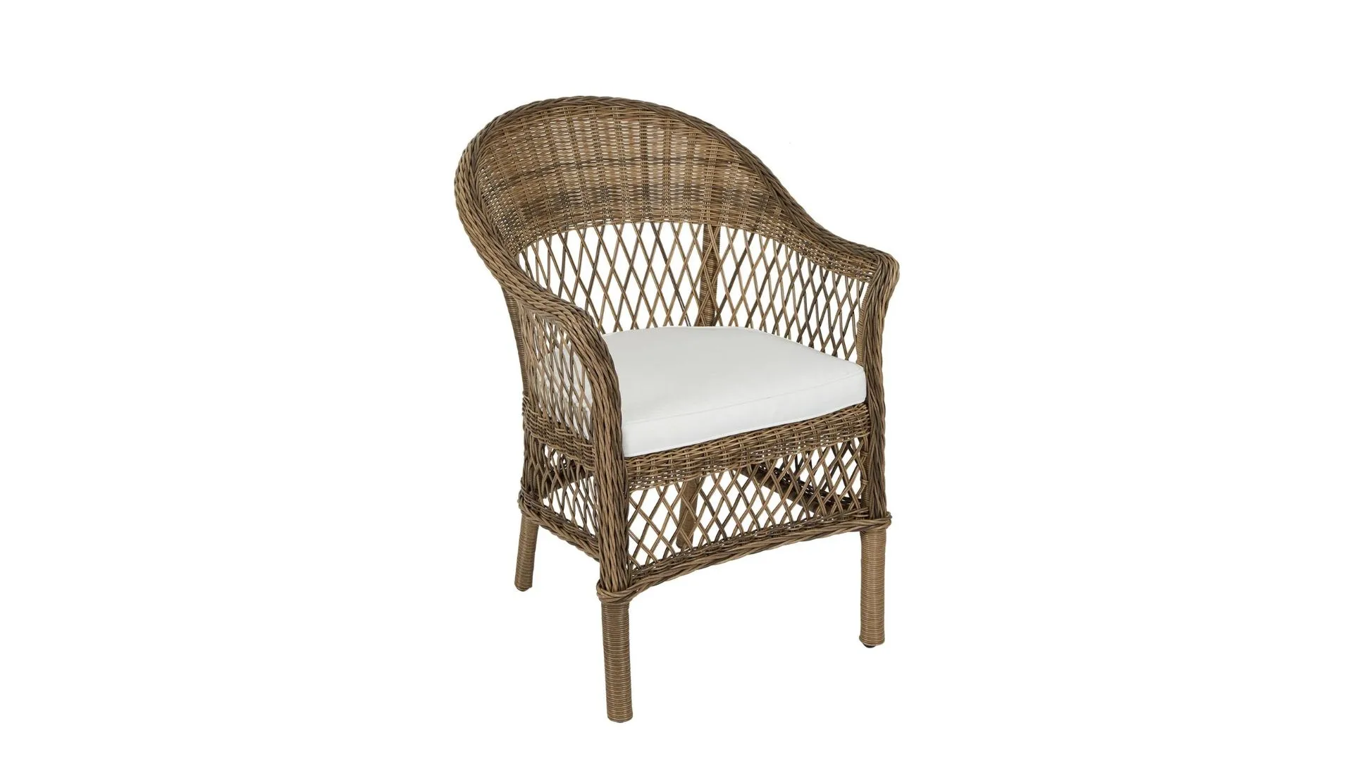 Wicker and cushion outdoor armchair