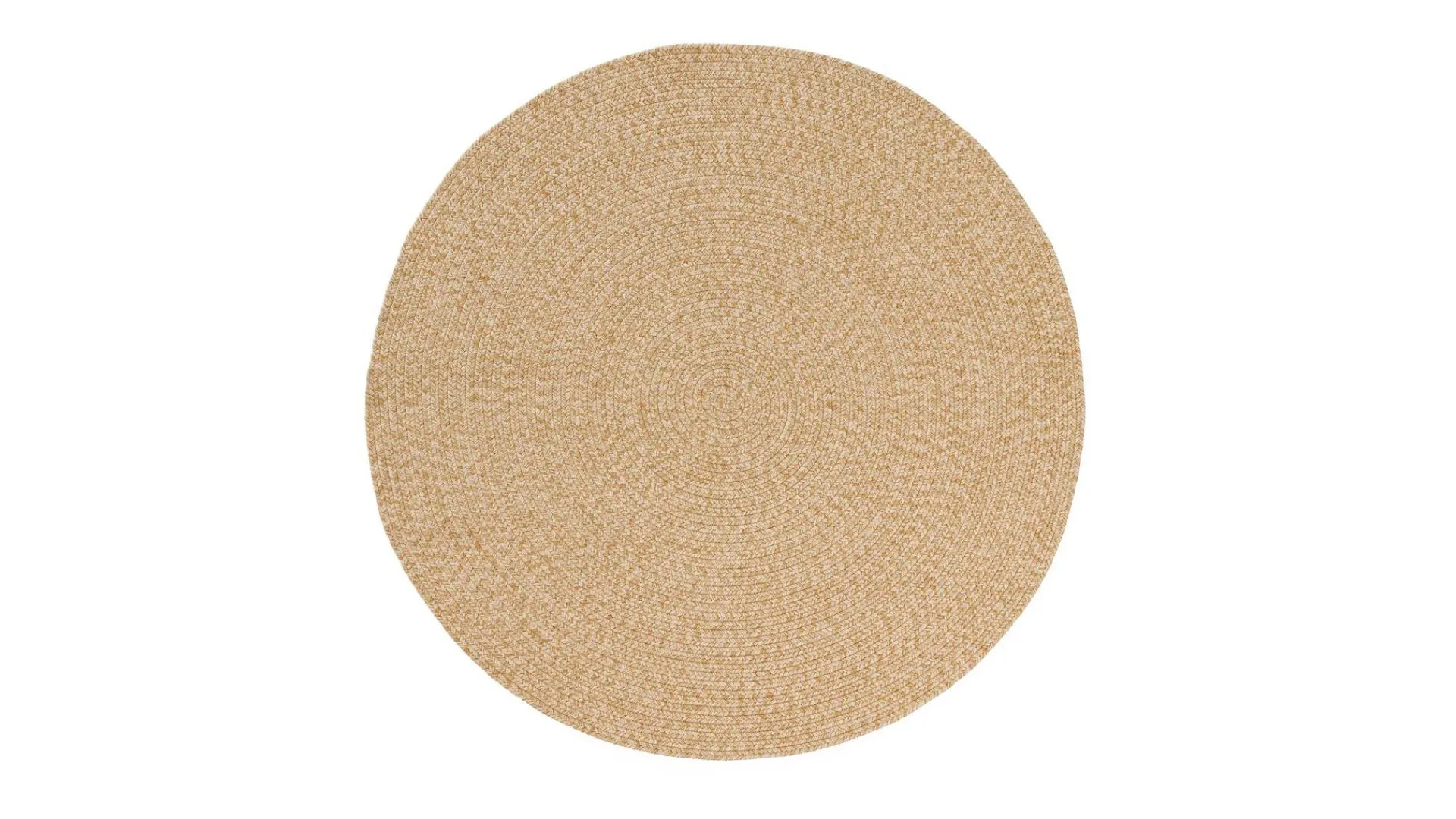 Beige braided round outdoor rug