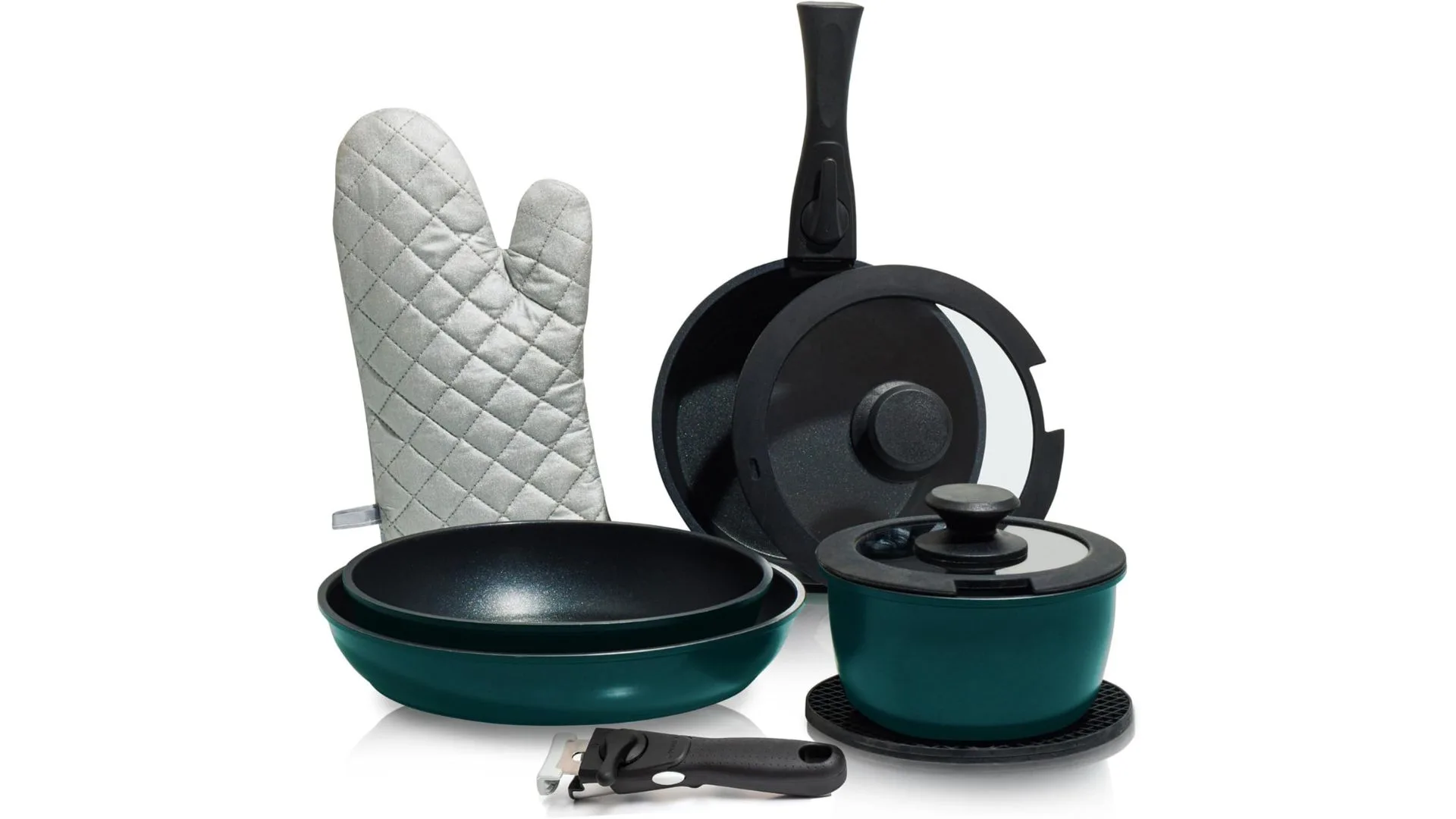 Detachable handle cookware in blue.