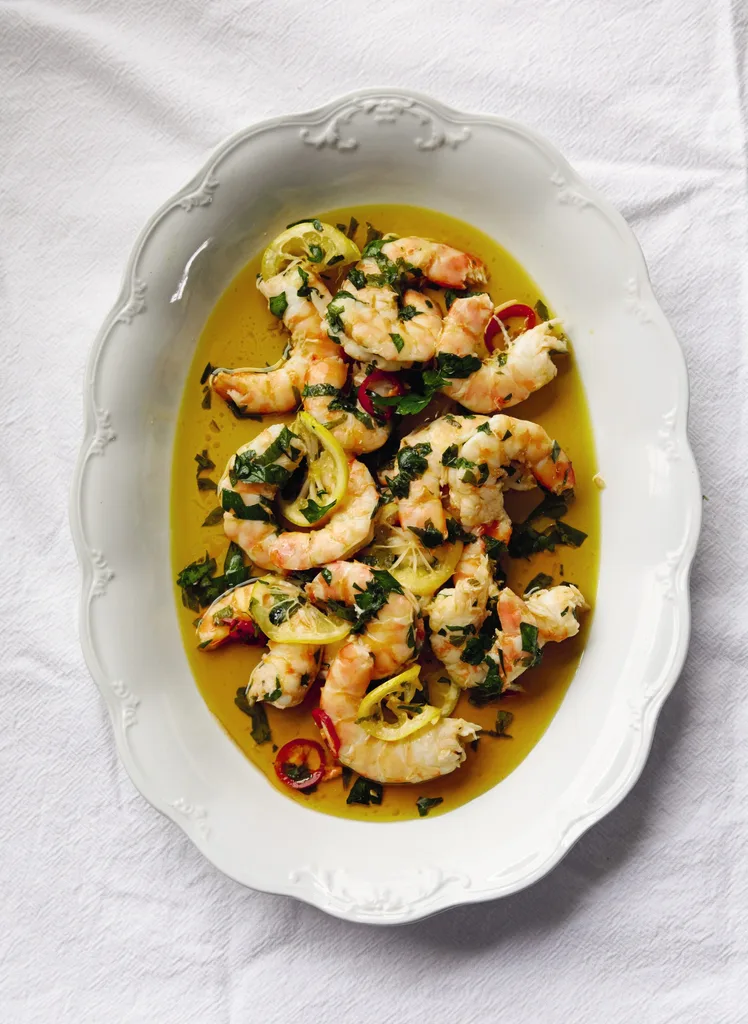 Julia Busuttil Nishimura Poached & marinated prawns