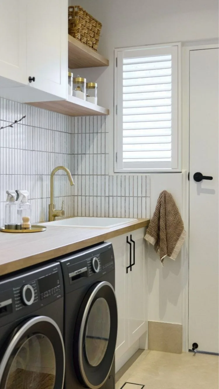 A renovated laundry room. 