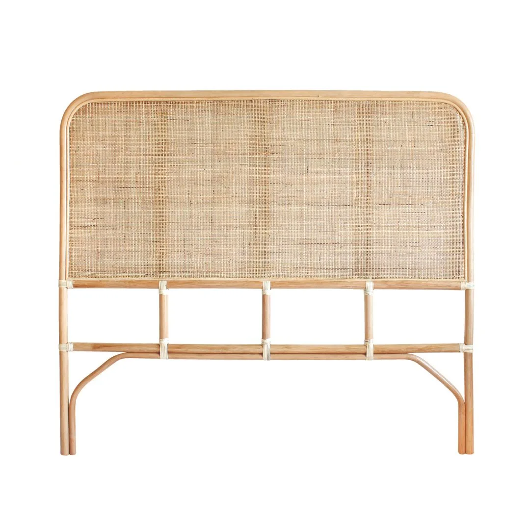 A rattan bedhead. 