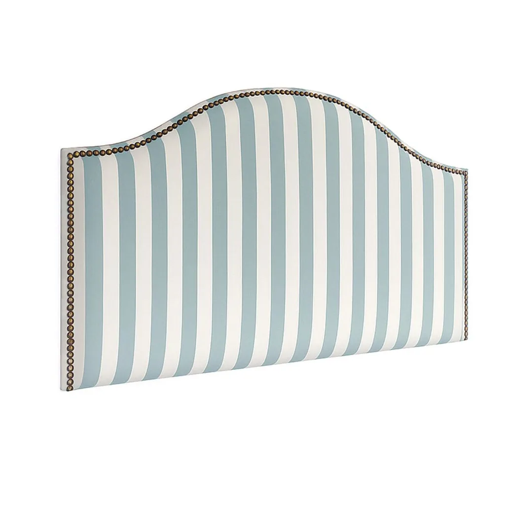 A striped blue Hamptons bedhead