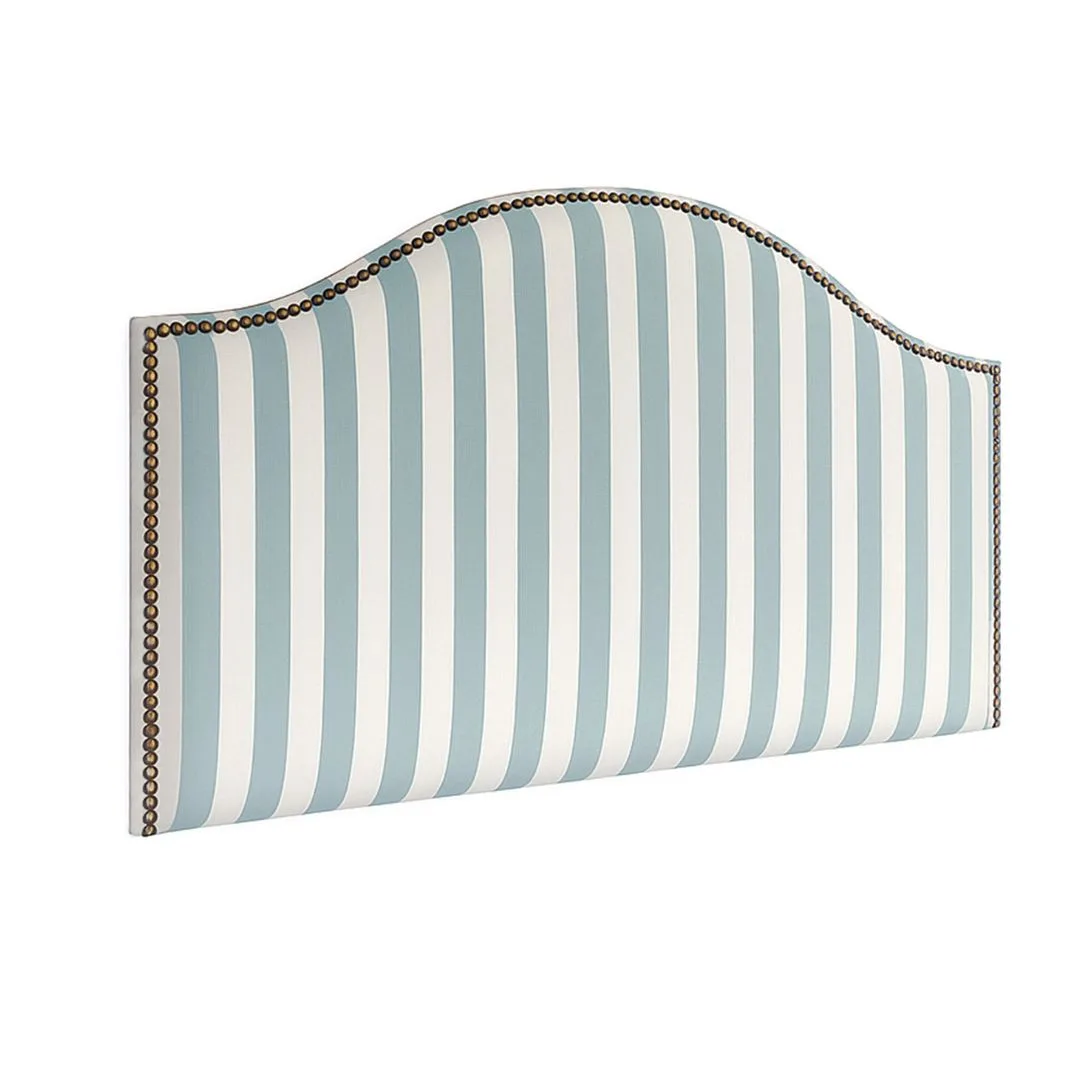 A striped blue Hamptons bedhead 