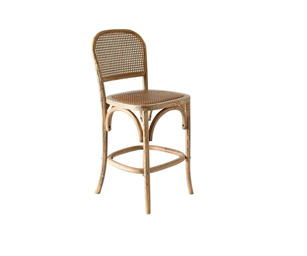 A rattan coastal bar stool.