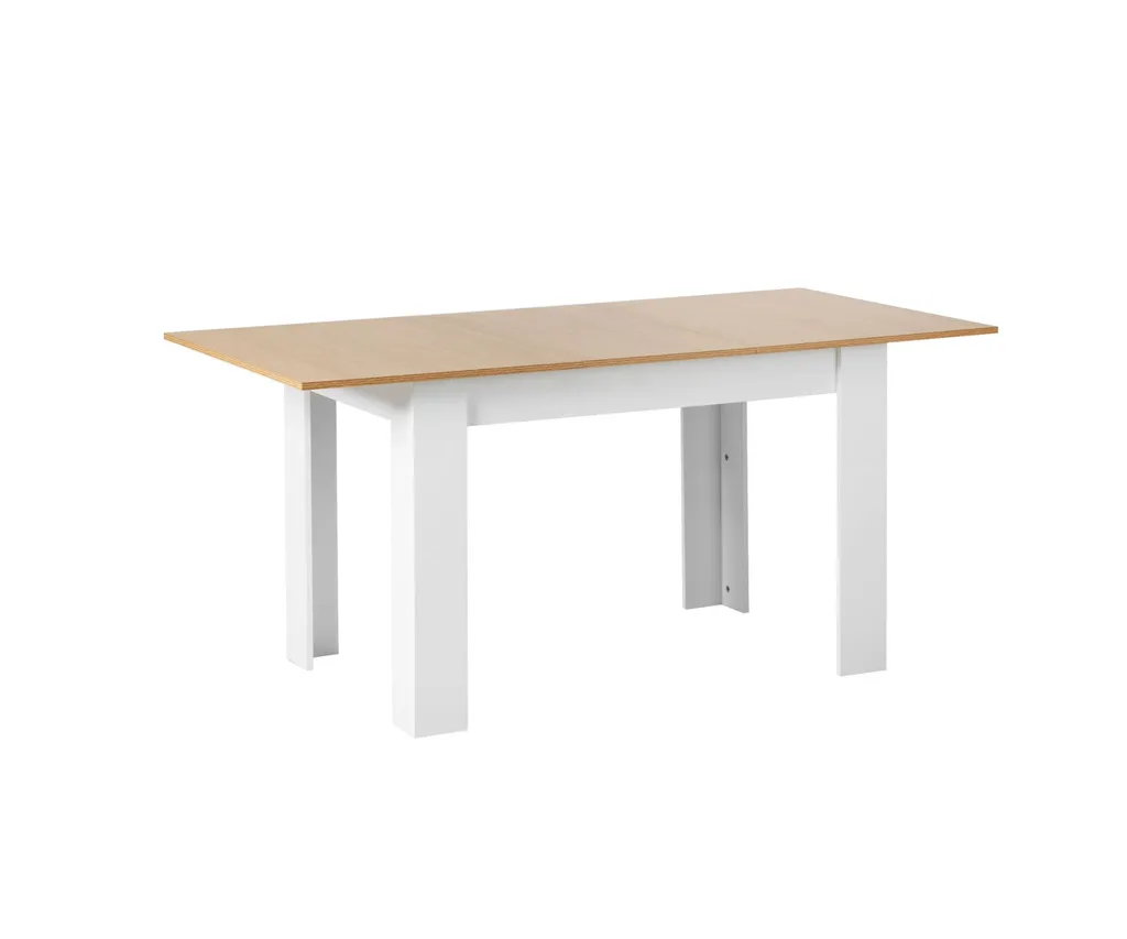 White and timber affordable extendable dining table. 