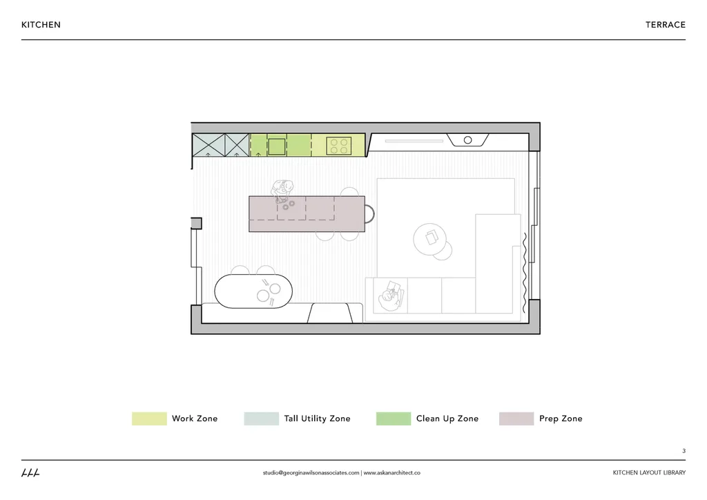 Georgina Wilson's kitchen terrace layout design. 