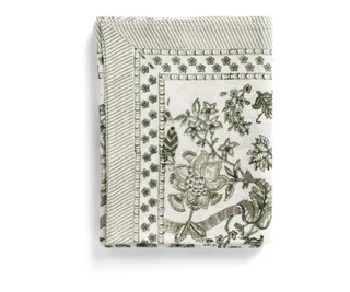 Oversize floral design linen tablecloth in Olive, Casa e Cucina