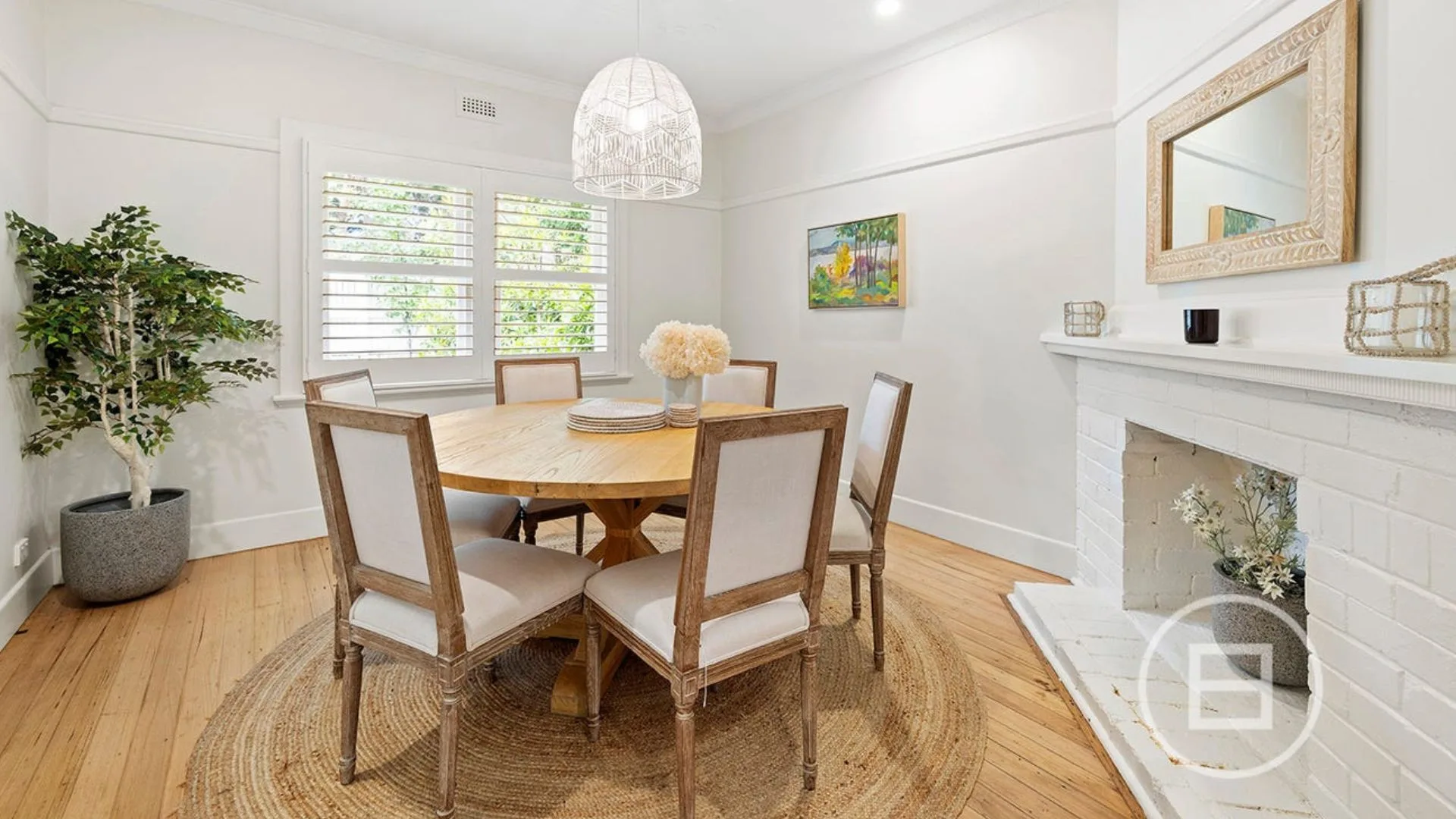 The dining room in  in Marty Fox's Mornington Peninsula home.