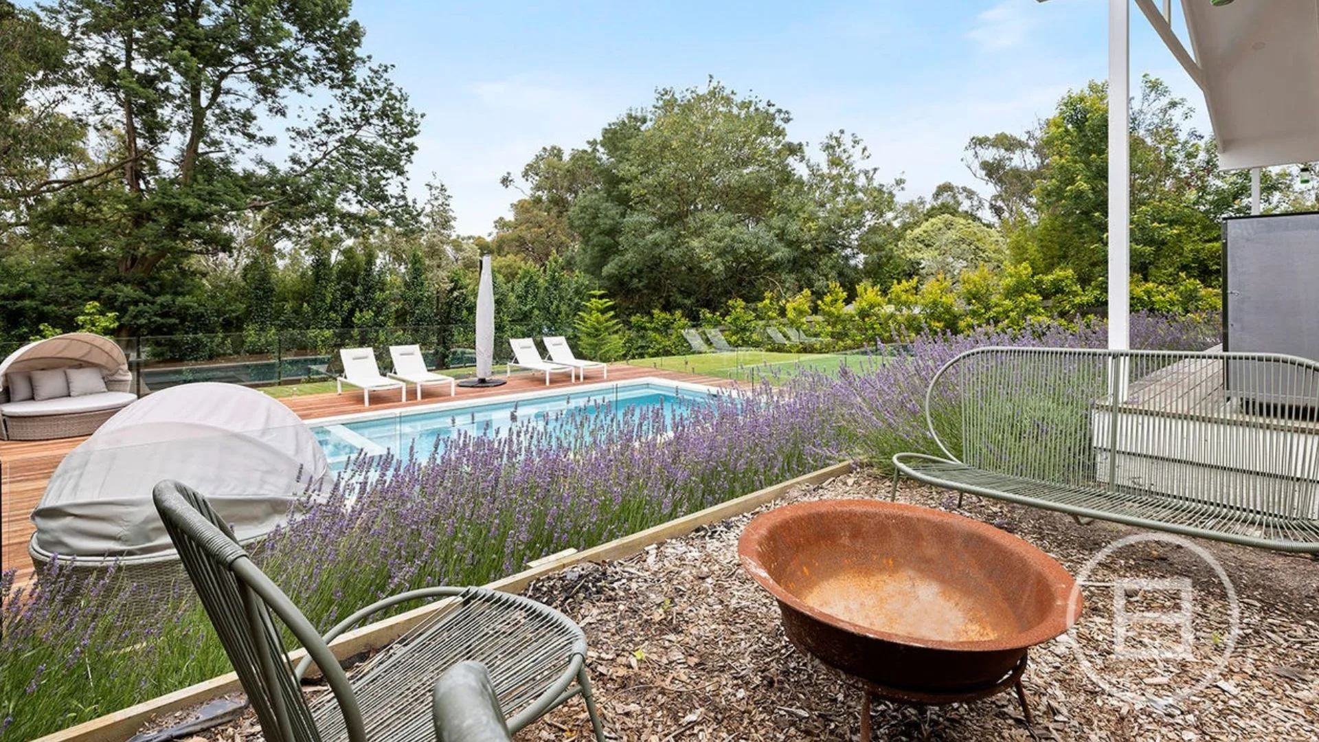 The fire pit in Marty Fox's Mornington Peninsula house.
