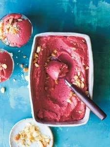 Nectarine and berry sorbet.