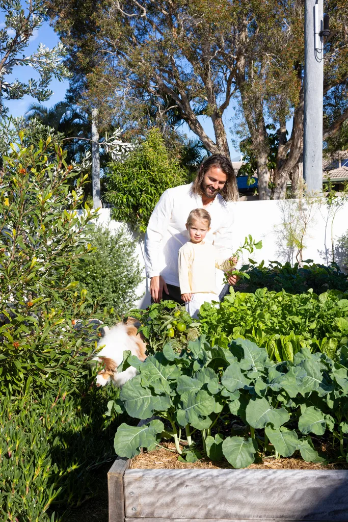 Lachie Weller in the vegetable patch. 