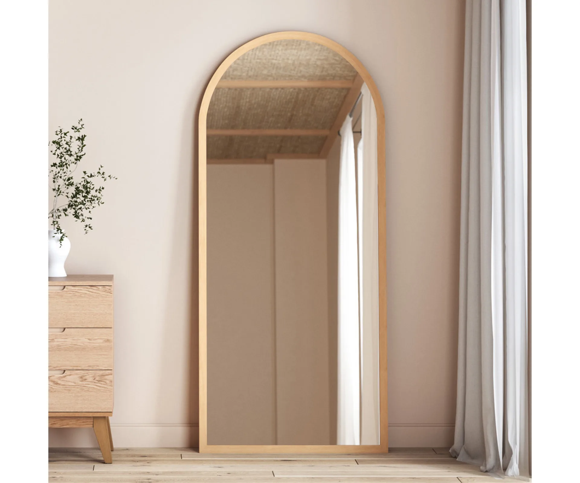 Coastal Cool Natural Timber Arched Full-Length Mirror from Temple and Webster, which you can get on Black Friday.