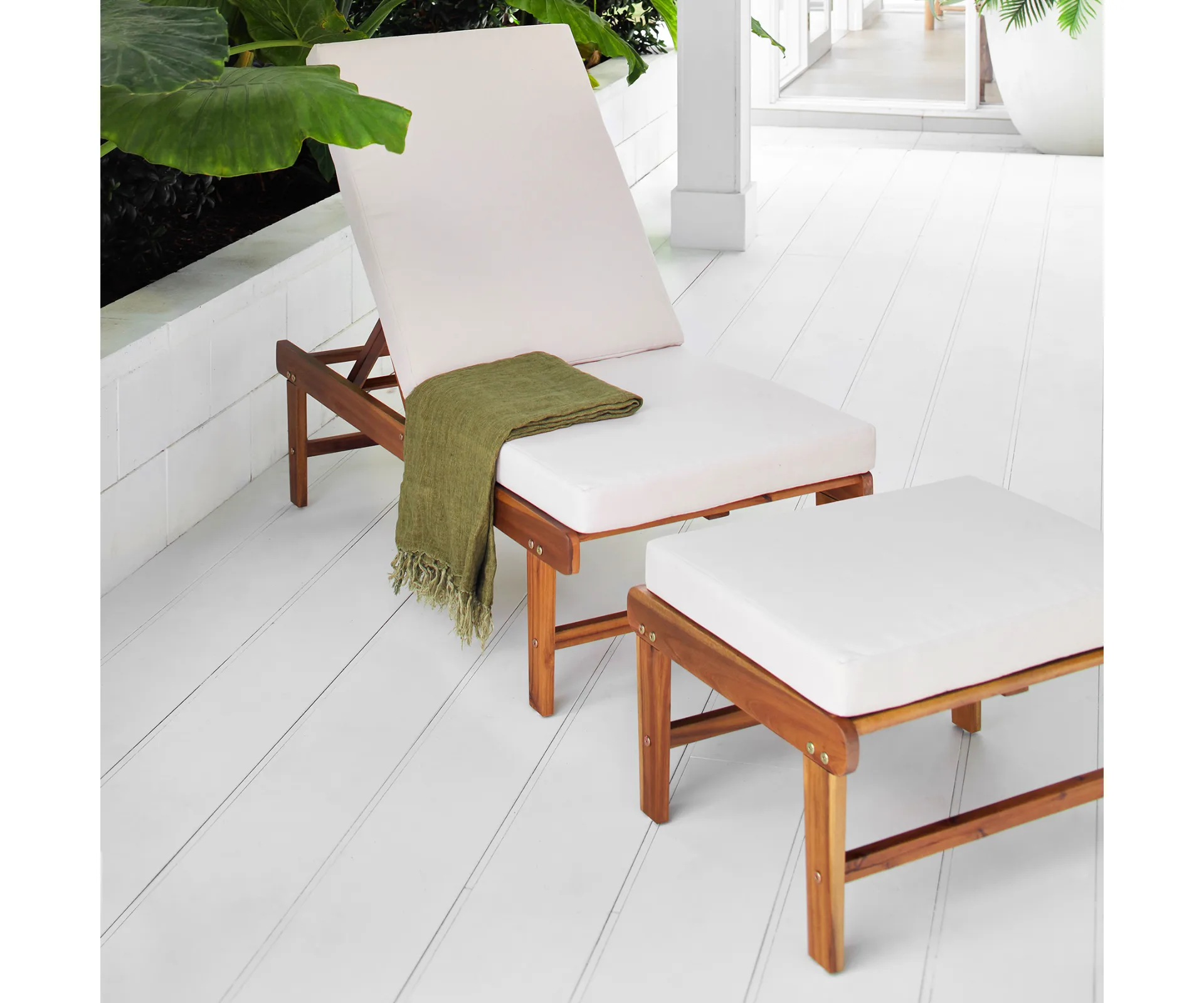 St. Barths Acacia Sun Lounge Chair & Ottoman Set from Temple and Webster, which you can get on Black Friday.