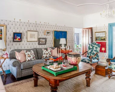 Ivy And Piper Designer's Toowoomba 1940s Queenslander Living Room Gallery Wall