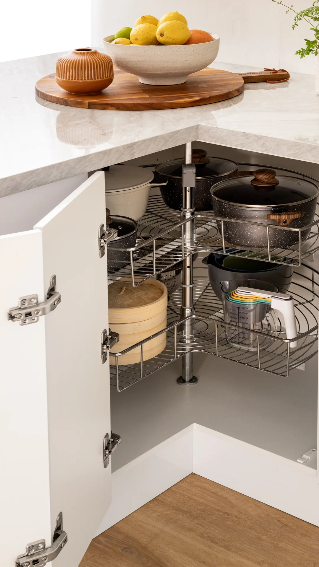 Kitchen storage underneath the countertop
