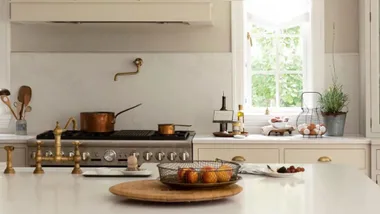 Saucepans on a kitchen stove.