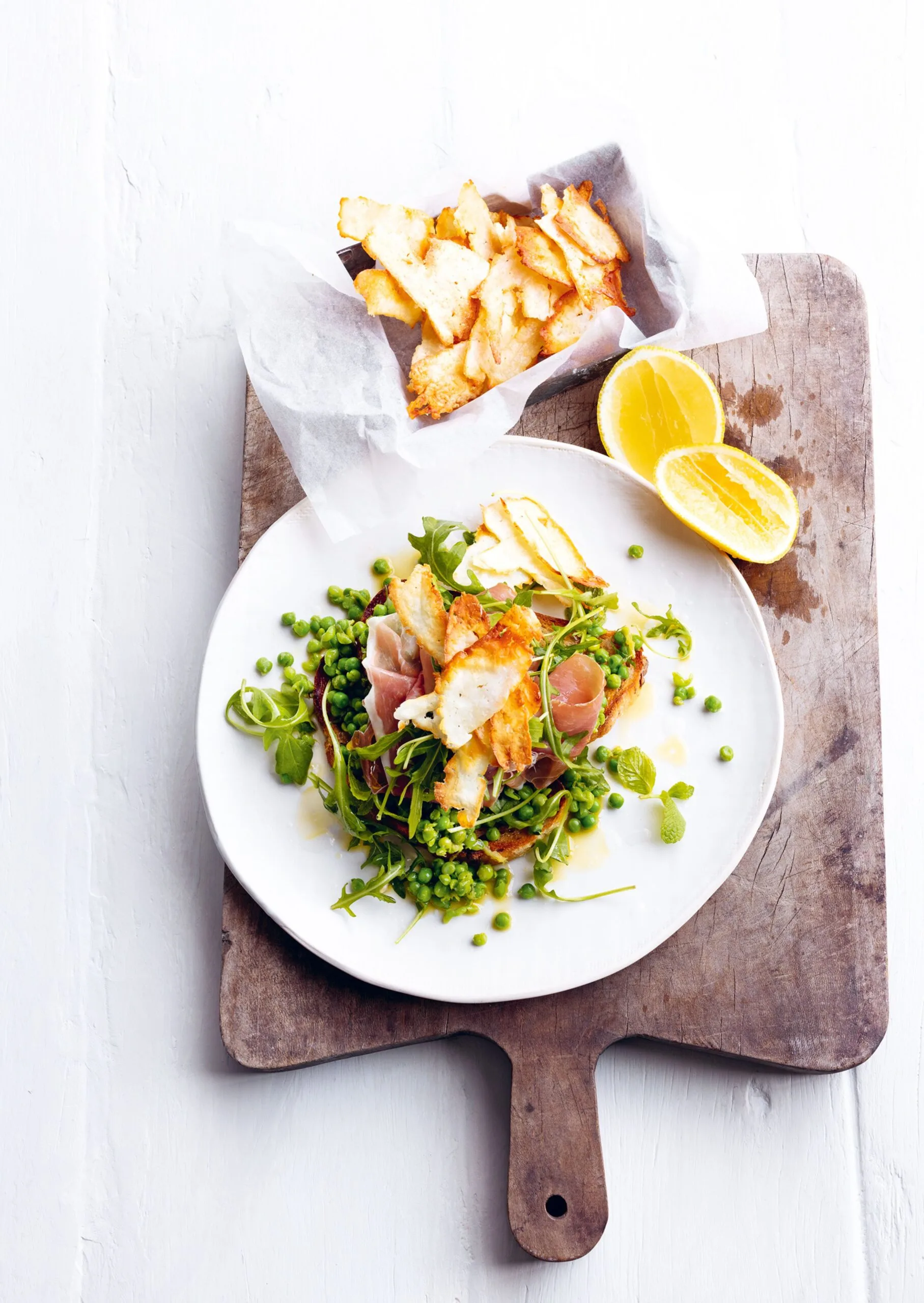 Donna Hay's smashed pea and prosciutto salad. recipe.