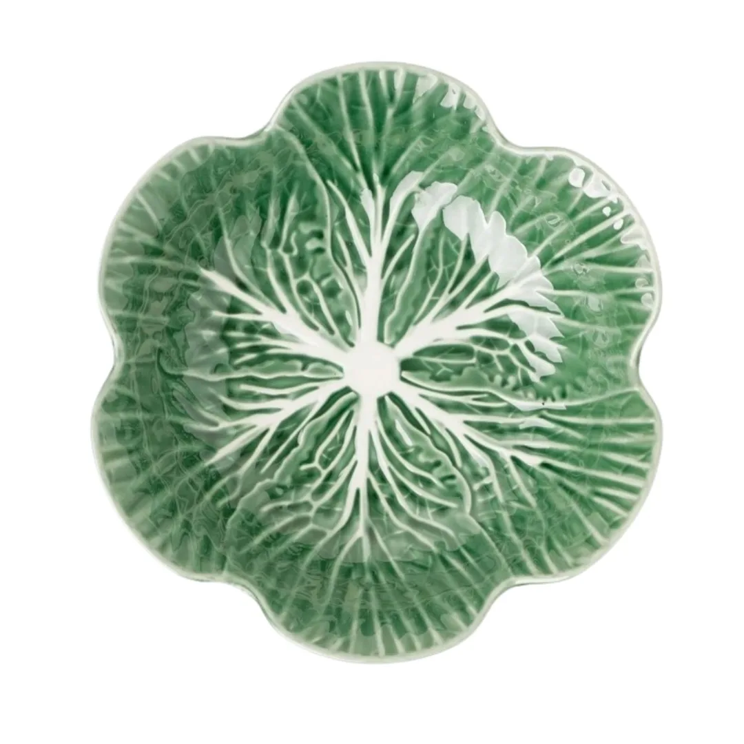 Green cabbage-shaped ceramic plate