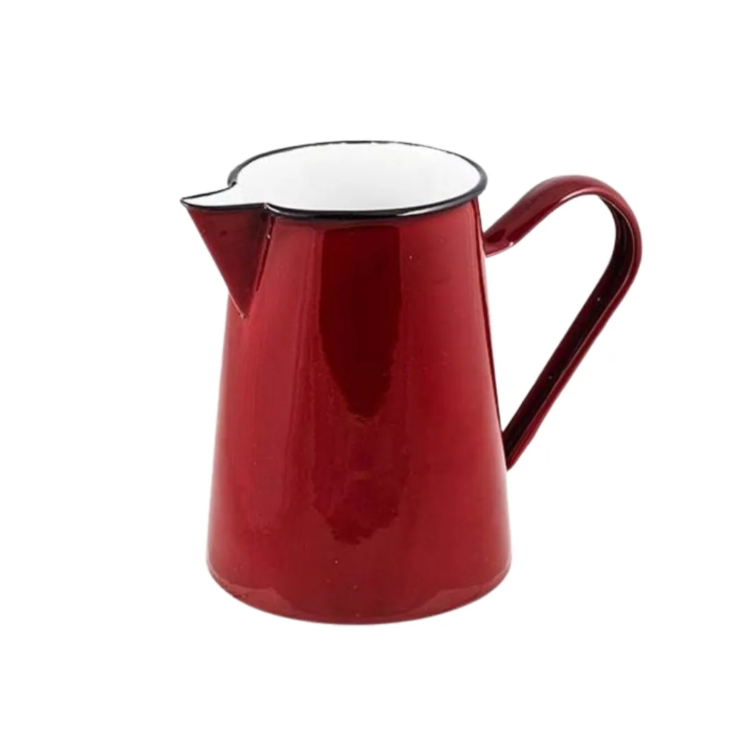 Red enamel jug