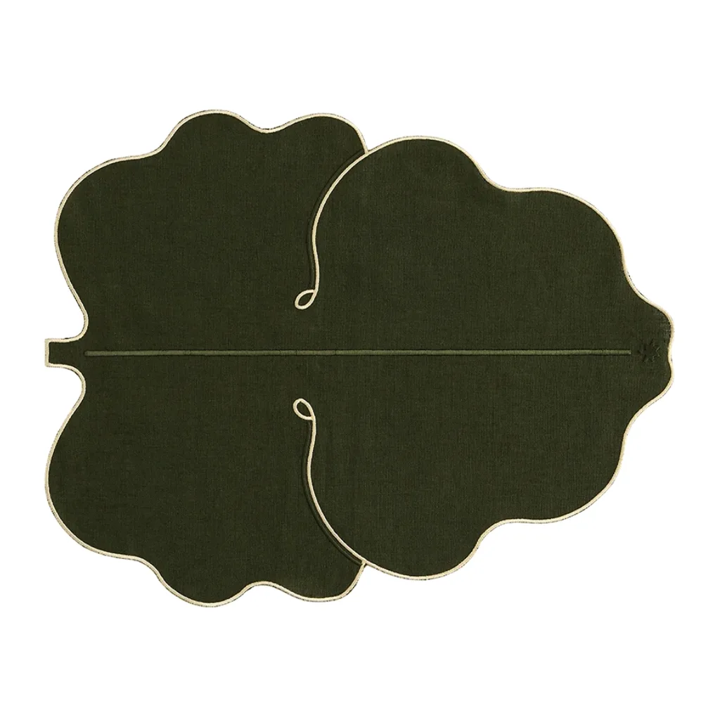fig leaf shaped dark green placemat
