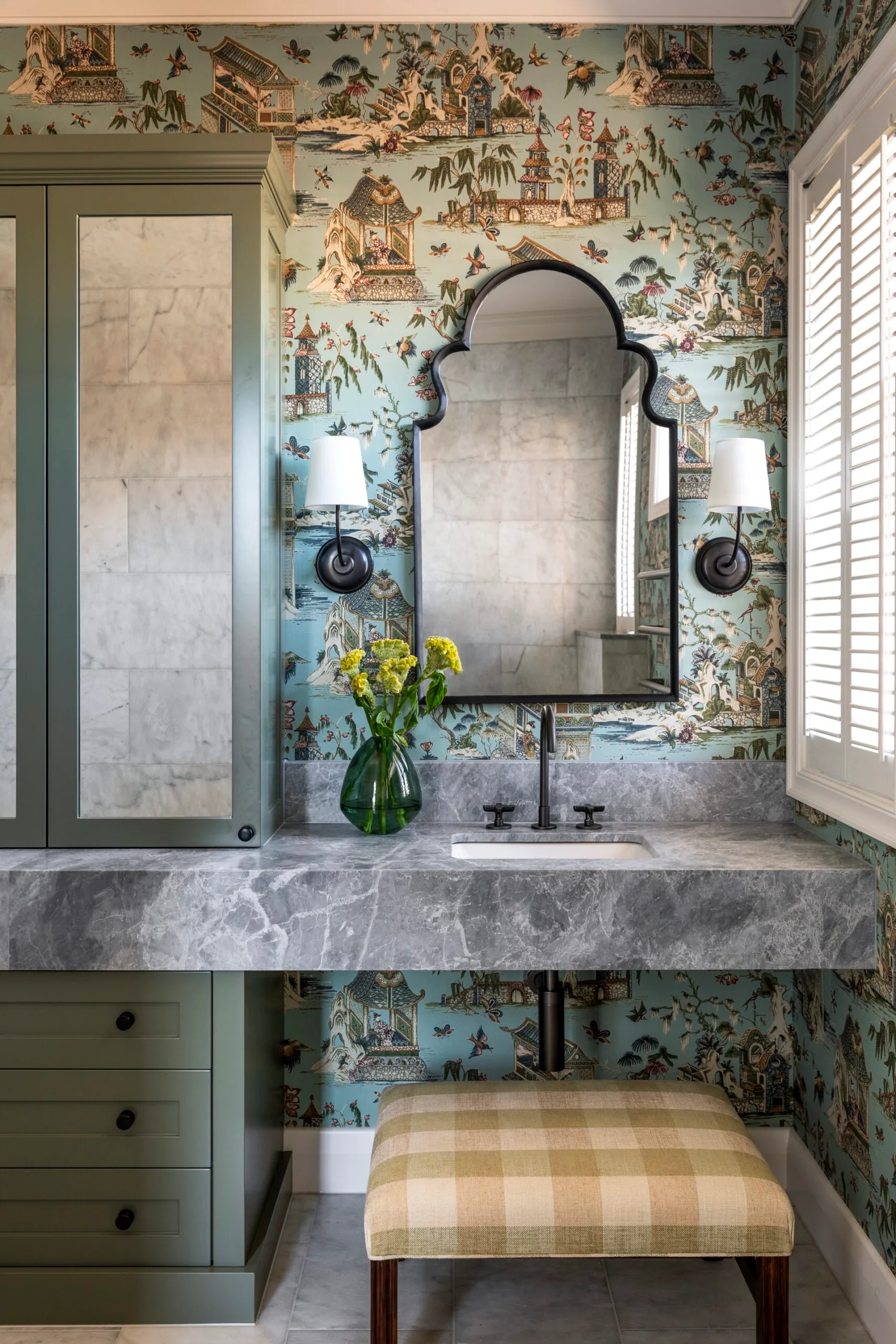 A dressing table in an ensuite bathroom. 